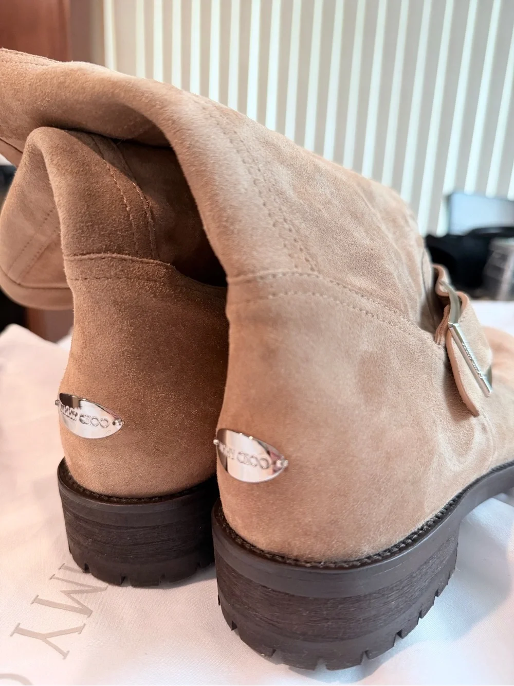Jimmy Choo Toffee Suede Buckle Ankle Boots